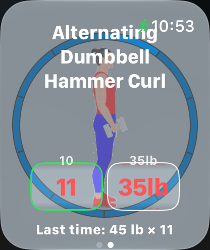 Watch workout screen with a start button